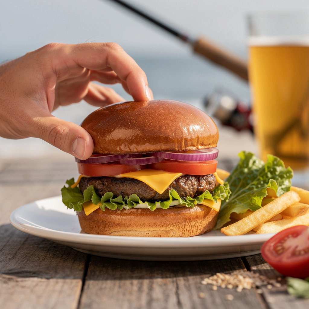 Mouth-watering gourmet burgers from Burgers, Bait & Beer San Diego, showcasing our fresh ingredients and signature recipes